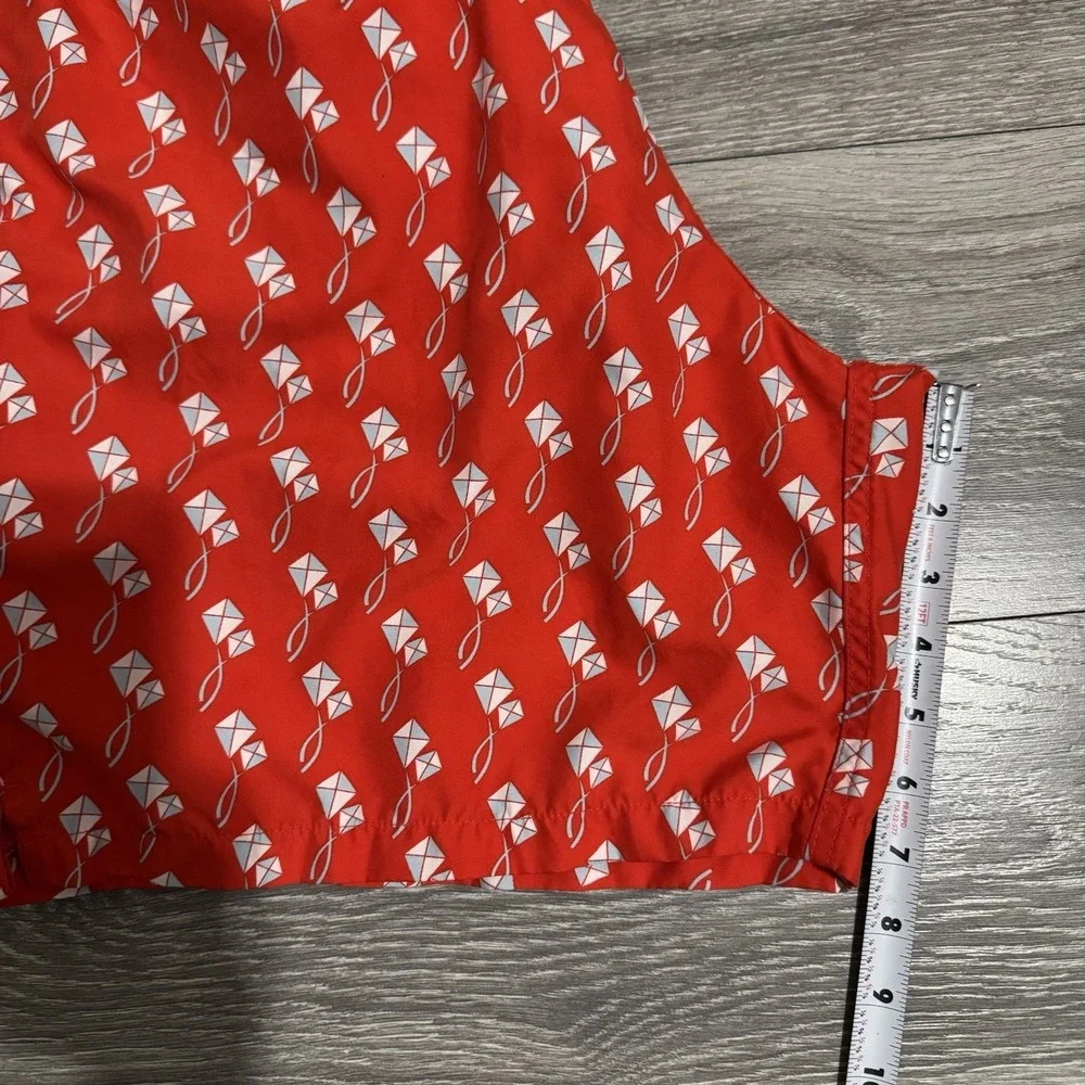 TOM & TEDDY Men's Red Swim Trunk Kite Print Size XXL Drawnstring Lined 2 Pockets
